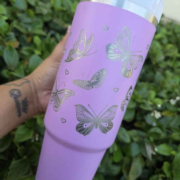 Butterfly Laser Engraved Stanley Tumbler - Picture 3 of 3